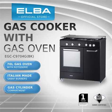 elba gas cooker egc c9704g bk